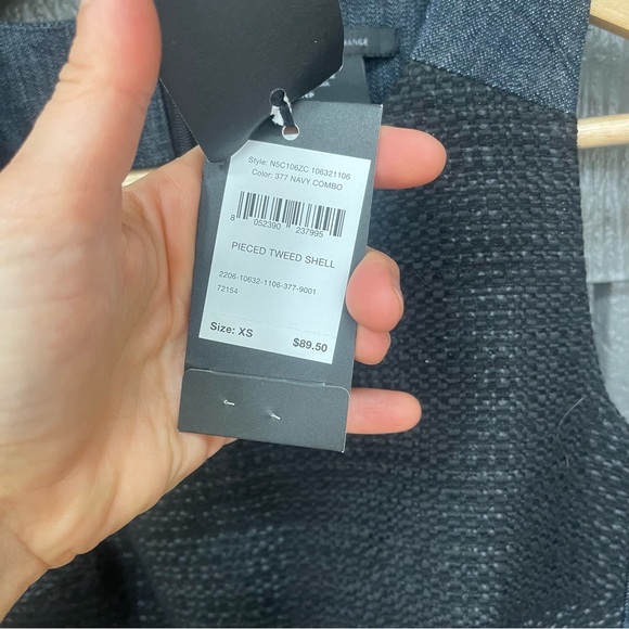 Armani Exchange Pieced Tweed Shell Navy Blue and Black Top NWT - Picture 9 of 13